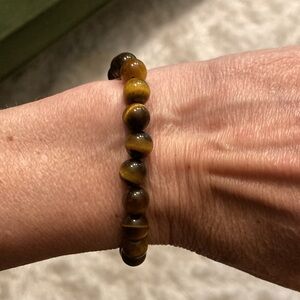Tigers Eye Adjustable Bracelet Nature Inspired Bohemian Strength Protection
